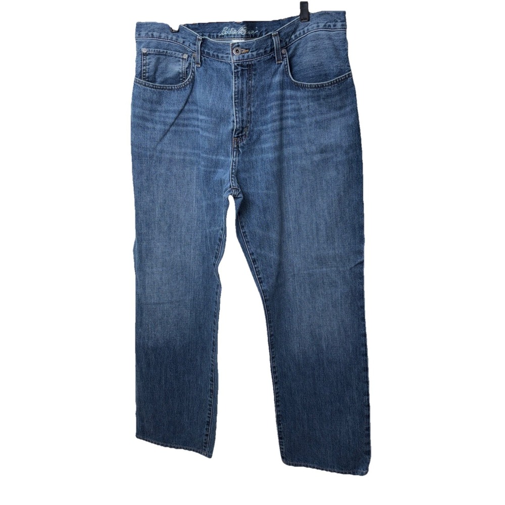 Eddie Bauer Authentic Jeans Men's 38x31 Relaxed Fit Straight Faded Indigo